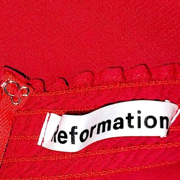 Reformation Womens Dress Sz Small Cherry Red Midi Nadira Glamourcore Princesscor - Picture 8 of 13